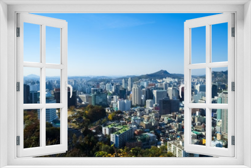 Fototapeta Naklejka Na Ścianę Okno 3D - 韓国 ソウル 南山 見晴台からの景色