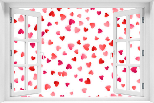 Red flying hearts bright love passion vector background.