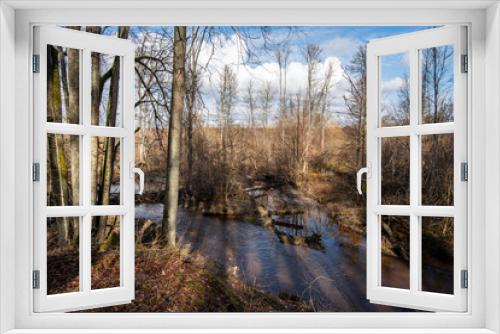 Fototapeta Naklejka Na Ścianę Okno 3D - country forest river in early spring with no vegetation on the shores