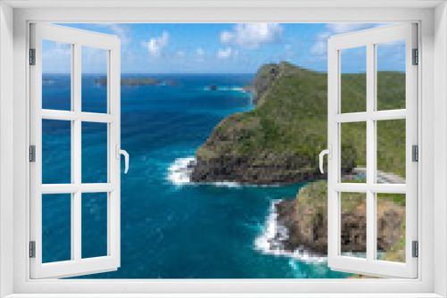 Fototapeta Naklejka Na Ścianę Okno 3D - View of the north coast of Lord Howe Island, New South Wales, Australia, seen from the summit of Mount Eliza. Malabar Hill in the background. Lord Howe Island is a popular tourist destination.