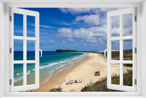 Fototapeta Naklejka Na Ścianę Okno 3D - The incredible stretch of Fraser Island's sandy beach, Indian Head Lookout, Fraser Island Queensland