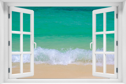 Fototapeta Naklejka Na Ścianę Okno 3D - Soft beautiful ocean wave on sandy beach 