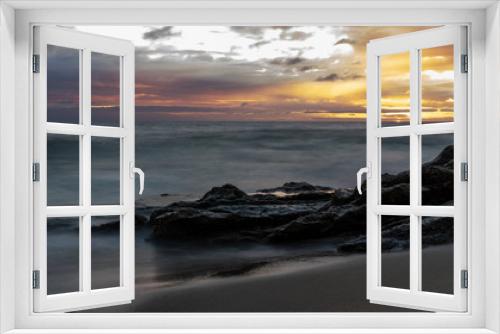 Fototapeta Naklejka Na Ścianę Okno 3D - Sunset At The Beach With Silky Smooth Water and Waves