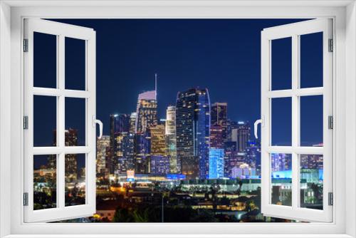 Fototapeta Naklejka Na Ścianę Okno 3D - Downtown Los Angeles skyline at night