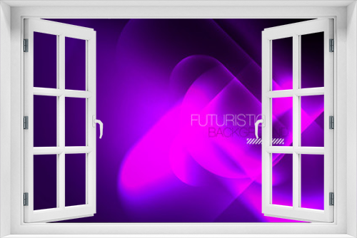 Fototapeta Naklejka Na Ścianę Okno 3D - Neon glowing techno lines, hi-tech futuristic abstract background template