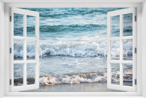 Fototapeta Naklejka Na Ścianę Okno 3D - wave beach background sea and sandy beautiful blue ocean