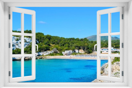 Fototapeta Naklejka Na Ścianę Okno 3D - Panoramic landscape of the beautiful bay of Cala Estany d'en Mas with a wonderful turquoise sea and the beach, near Porto Cristo, Mallorca/Majorca, Spain