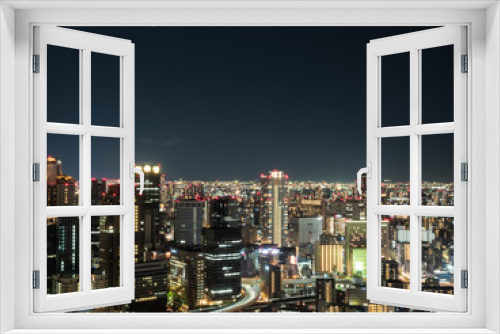 Fototapeta Naklejka Na Ścianę Okno 3D - Skyline di Osaka dallo Sky Building