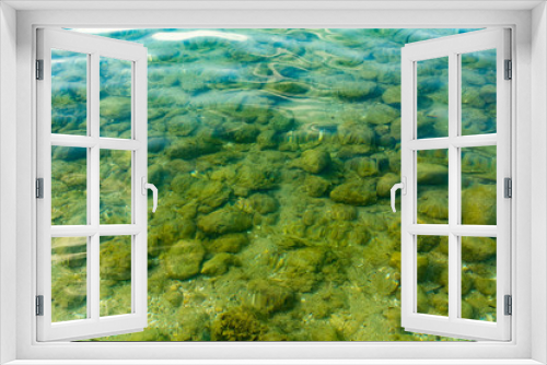 Fototapeta Naklejka Na Ścianę Okno 3D - Ocean sea bottom floor rocky coast with clean see-through water
