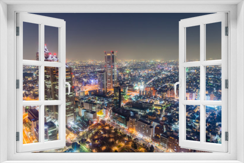 Fototapeta Naklejka Na Ścianę Okno 3D - 東京都新宿区西新宿の東京都庁から見た東京の夜景