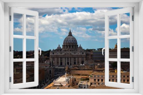 Fototapeta Naklejka Na Ścianę Okno 3D - St. Peter's Basilica in the Vatican surrounded by old buildings