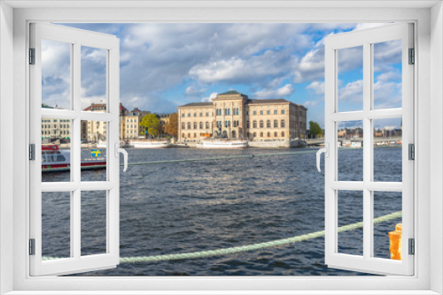 View of National Museum of Fine Arts, Stockholm, Sweden. The National Museum of Sweden seen from Gamla Stan embankment.