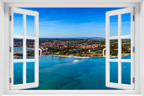 Fototapeta Naklejka Na Ścianę Okno 3D - Beautiful large panorama from Medulin beach, Croatia, aerial view 
