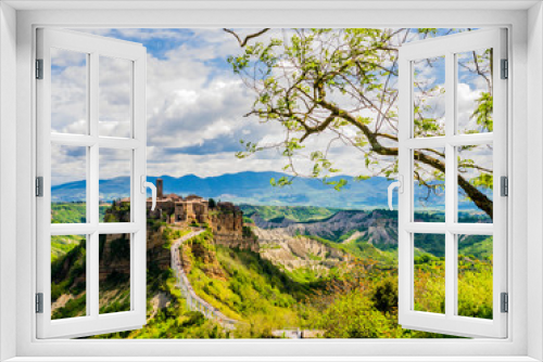 Fototapeta Naklejka Na Ścianę Okno 3D - Panoramic view of picturesque Civita di Bagnoregio, ghost mediaeval town in Lazio, central Italy