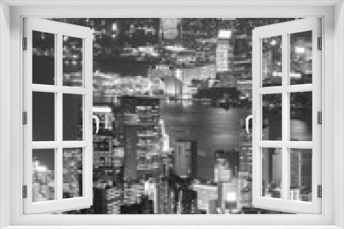 Fototapeta Naklejka Na Ścianę Okno 3D - Skyline of Hong Kong city at night