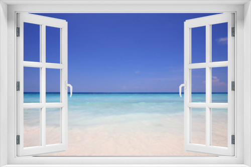 Fototapeta Naklejka Na Ścianę Okno 3D - Beautiful summer of Horizon in heaven tropical seascape and paradise of turquoise water in calm ocean.