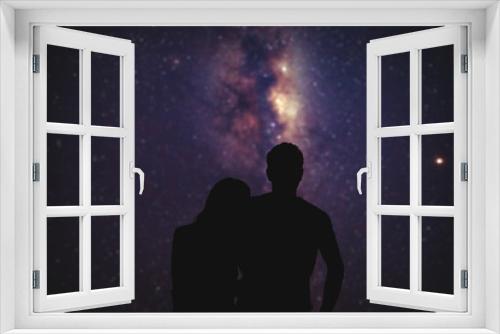 Fototapeta Naklejka Na Ścianę Okno 3D - Couple under the Milky way stars. My astronomy work.
