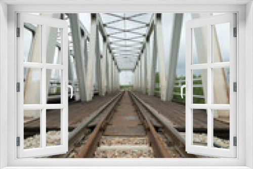 Fototapeta Naklejka Na Ścianę Okno 3D - stalowy most kolejowy