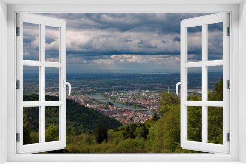 Fototapeta Naklejka Na Ścianę Okno 3D - Blick vom Königstuhl über Heidelberg in Baden-Württemberg, Deutschland 