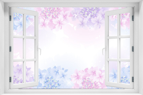 Fototapeta Naklejka Na Ścianę Okno 3D - Hydrangea flower head frame in the gradation background - Banner ratio
