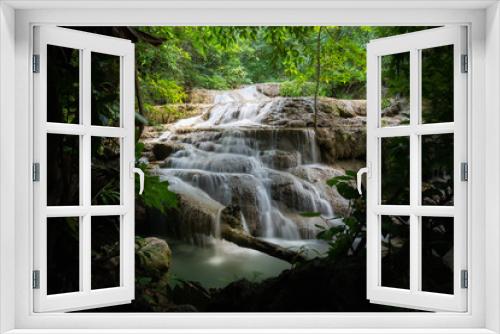 Fototapeta Naklejka Na Ścianę Okno 3D - Waterfall in Kanchanaburi, Thailand.