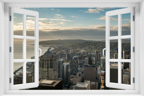 Fototapeta Naklejka Na Ścianę Okno 3D - The Seattle Skyline at Sunset