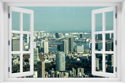Fototapeta Naklejka Na Ścianę Okno 3D - Aerial View Of Tokyo City Buildings Against Cloudy Sky