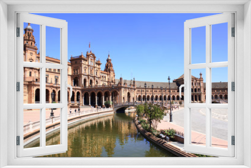Fototapeta Naklejka Na Ścianę Okno 3D - Spanish square or the Plaza de Espana in Seville, Spain