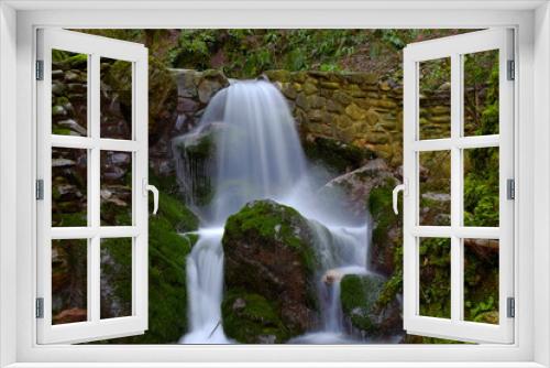 Fototapeta Naklejka Na Ścianę Okno 3D - Incredible natural waterfall among the stones