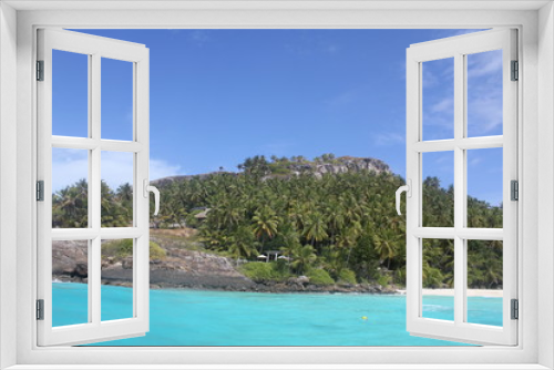 Fototapeta Naklejka Na Ścianę Okno 3D - private island beach seychelles palm coconut sand sun