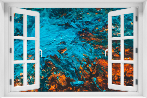Fototapeta Naklejka Na Ścianę Okno 3D - Abstract acrylic oil paint background. Red hot ground water splash effect. Modern art painting. Terrain decorative pattern.