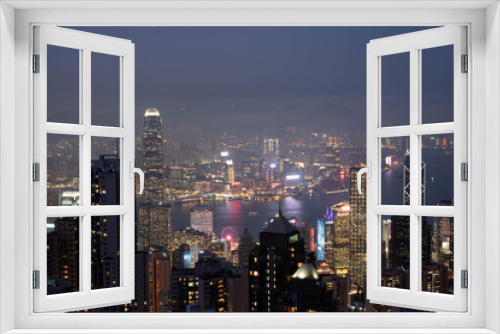 Fototapeta Naklejka Na Ścianę Okno 3D - Hong Kong, Apirl 17, 2019, View of the city and the bay at Victoria Peak, Hong Kong.