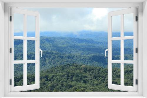 View of tropical rainforest and clouds moving in