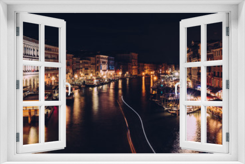 Fototapeta Naklejka Na Ścianę Okno 3D - Night view from Rialto Bridge. Ponte di Rialto