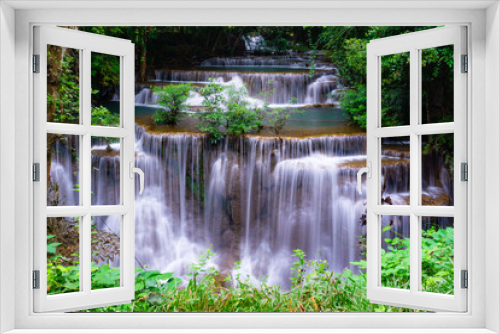 Fototapeta Naklejka Na Ścianę Okno 3D - Huay Mae Khamin Waterfall (Srinakarin Dam National Park) Tha Kradan Si Sawat Kanchanaburi  Thailand