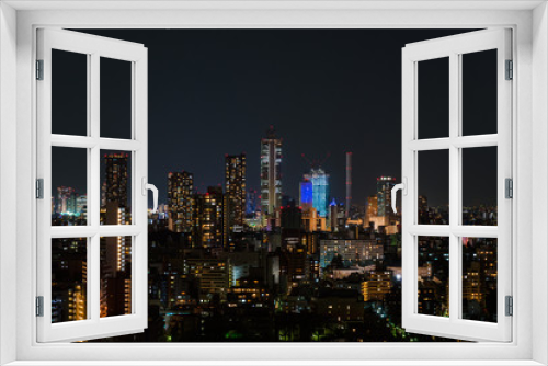 Fototapeta Naklejka Na Ścianę Okno 3D - Night view of Ikebukuro modern skyline in Tokyo