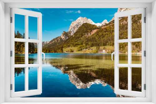 Fototapeta Naklejka Na Ścianę Okno 3D - Beautiful alpine view with reflections at the famous Hintersee near Ramsau - Bavaria - Germany