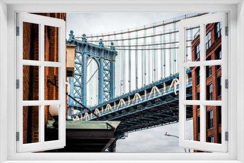 Fototapeta Naklejka Na Ścianę Okno 3D - Fine Art Photography of Manhattan bridge in Dumbo Brooklyn NYC - New York City, NY
