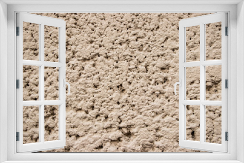 Fototapeta Naklejka Na Ścianę Okno 3D - Beige stucco wall texture close up