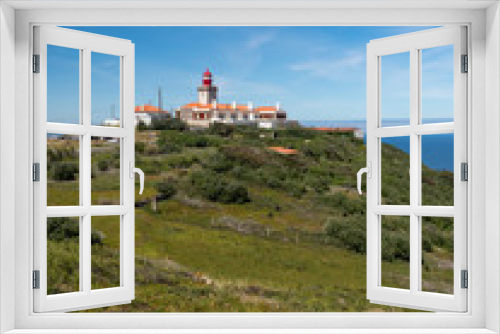 Fototapeta Naklejka Na Ścianę Okno 3D - SINTRA, PORTUGAL - May, 2019: Amazing landscape of Cabo da Roca in Portugal. Cabo da Roca (Cape Roca) is a cape which forms the westernmost extent of mainland Portugal and continental Europe.