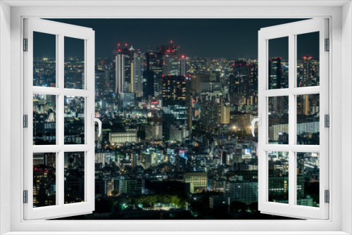 Fototapeta Naklejka Na Ścianę Okno 3D - 東京の都市風景　池袋から見る新宿方面の夜景