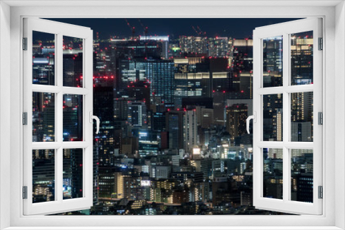 Fototapeta Naklejka Na Ścianę Okno 3D - 東京の都市風景　池袋から見る大手町方向の夜景