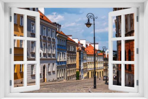 Fototapeta Naklejka Na Ścianę Okno 3D - Houses Along Mostowa Street In Warsaw New Town