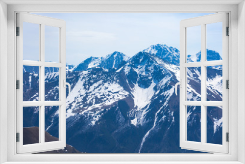 Fototapeta Naklejka Na Ścianę Okno 3D - Snow-capped peaks. Caucasus Mountains. View from the Muhu Pass