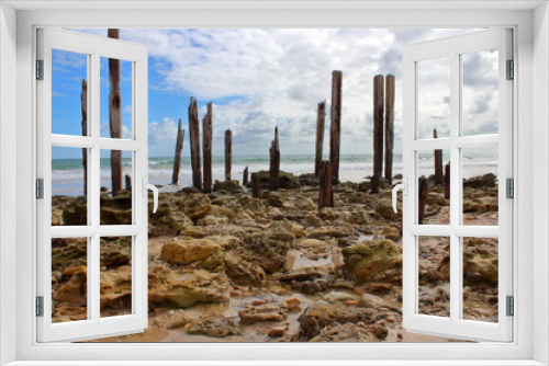 Fototapeta Naklejka Na Ścianę Okno 3D - Port Willunga Beach Jetty Pylons, South Australia
