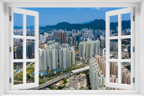 Fototapeta Naklejka Na Ścianę Okno 3D - Aerial view Hong Kong city