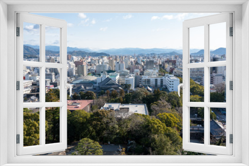 Fototapeta Naklejka Na Ścianę Okno 3D - 高知城の天守から見る高知市街の風景