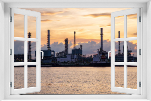 Fototapeta Naklejka Na Ścianę Okno 3D - Petroleum oil refinery factory over sunrise in the morning, Bangkok, Thailand