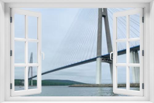 Fototapeta Naklejka Na Ścianę Okno 3D - Russia, Vladivostok. Bridge to Russkiy island in cloudy summer day