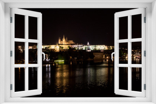 Fototapeta Naklejka Na Ścianę Okno 3D - Praga nocturna
